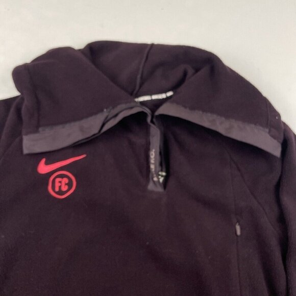 Nike FC Winter Drill Fleece Pullover Sweater Men’s M 1/4 Zip Burgundy AT6105-659 - Picture 4 of 13